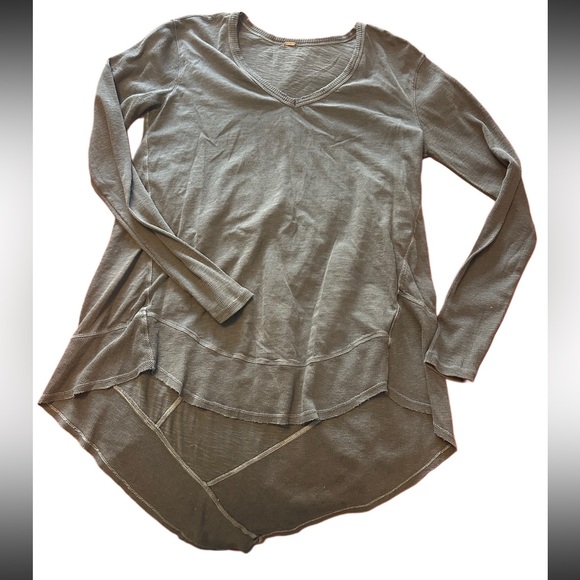Free People Tops - NWOT Free People gray asymmetrical cotton long sleeve top szL